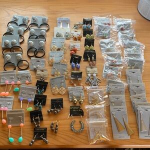 Vintage Dangle Earrings 61 Pair Post and Fishhook Lampwork Hematite